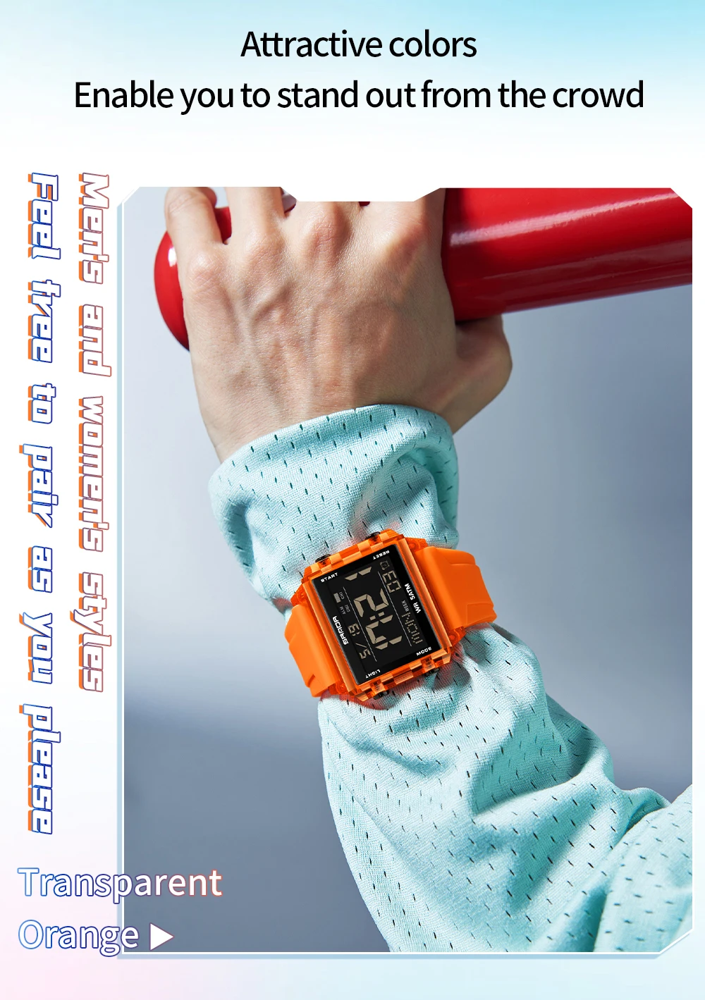 Fashion Mens Woman Digital Watches Waterproof Trend Rectangle Design Sports Watch For Men Women LED Backlight Male Wristwatch