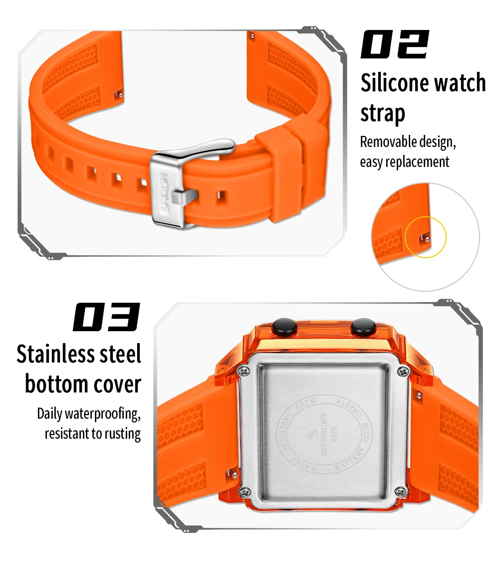 Fashion Mens Woman Digital Watches Waterproof Trend Rectangle Design Sports Watch For Men Women LED Backlight Male Wristwatch
