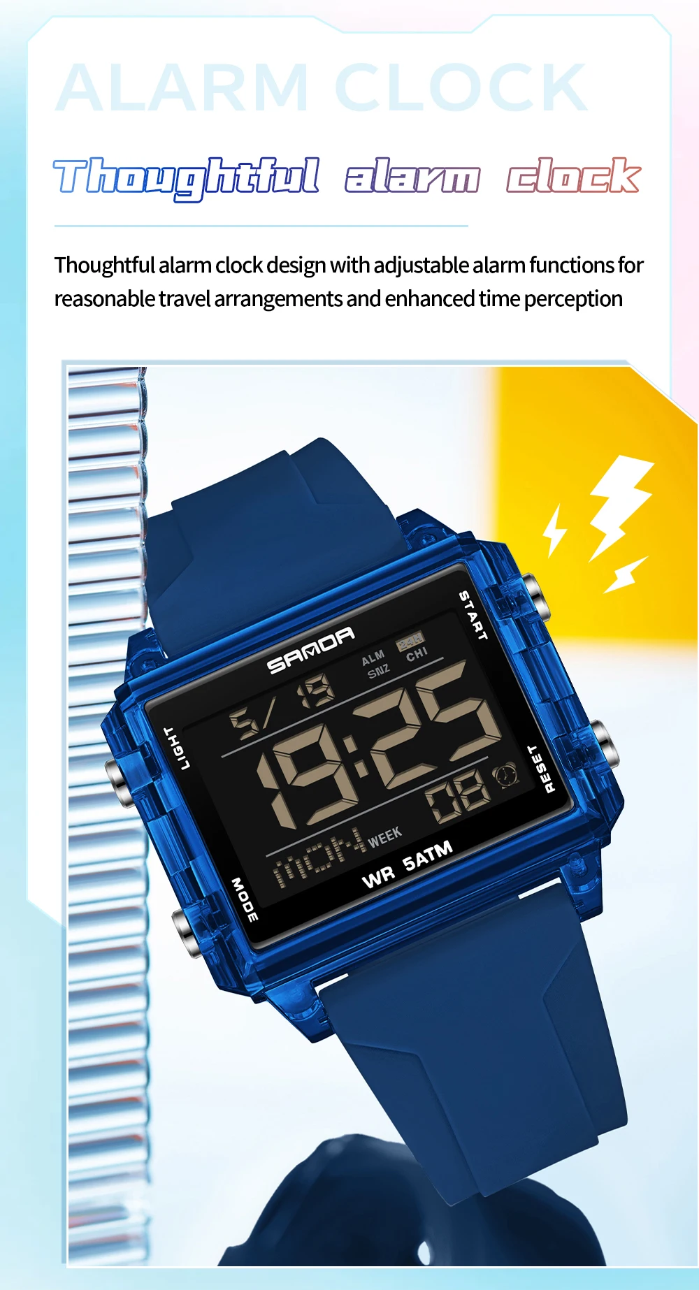 Fashion Mens Woman Digital Watches Waterproof Trend Rectangle Design Sports Watch For Men Women LED Backlight Male Wristwatch