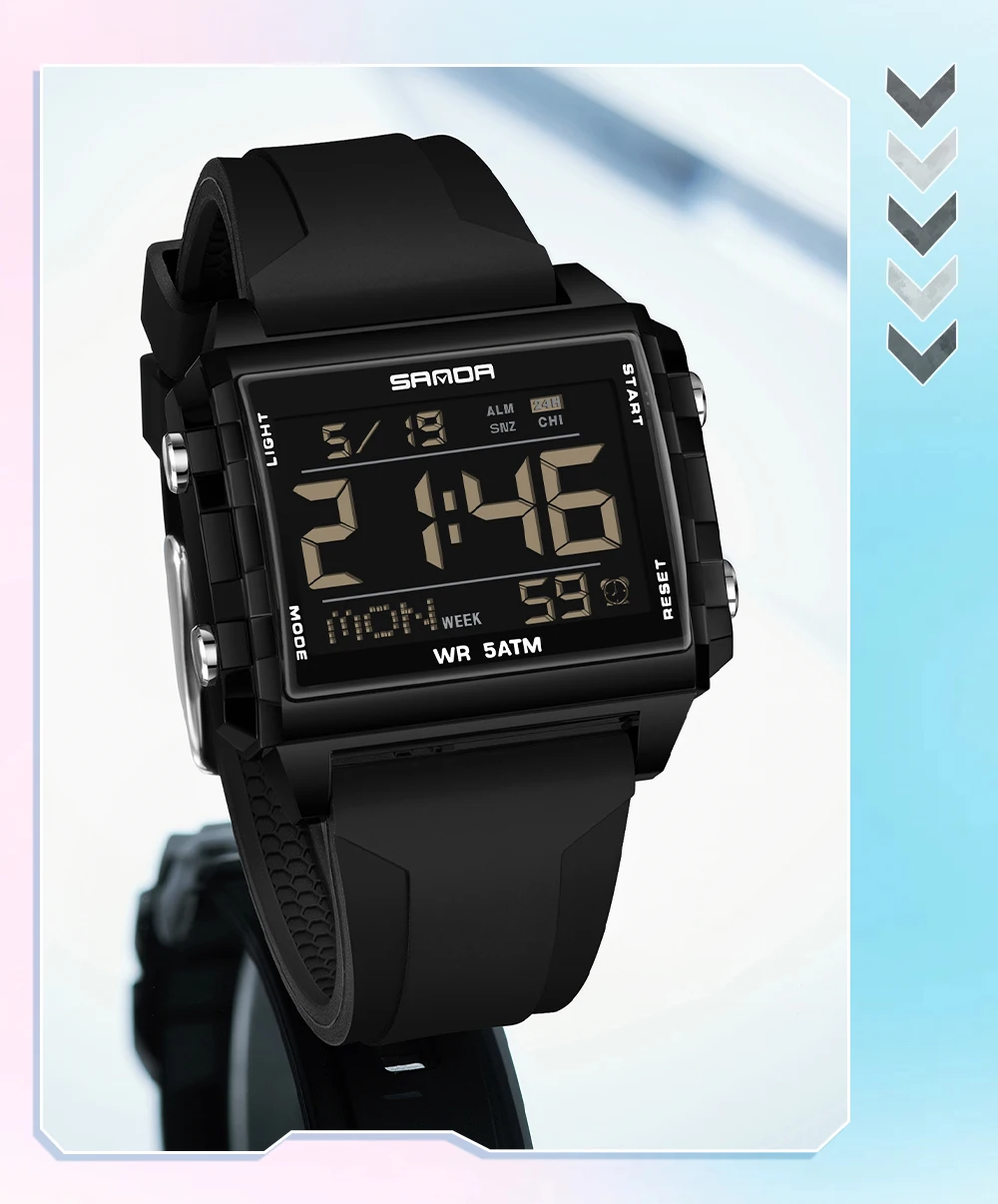 Fashion Mens Woman Digital Watches Waterproof Trend Rectangle Design Sports Watch For Men Women LED Backlight Male Wristwatch