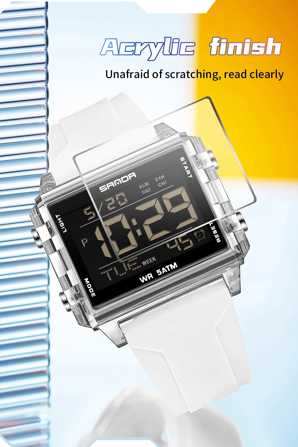 Fashion Mens Woman Digital Watches Waterproof Trend Rectangle Design Sports Watch For Men Women LED Backlight Male Wristwatch