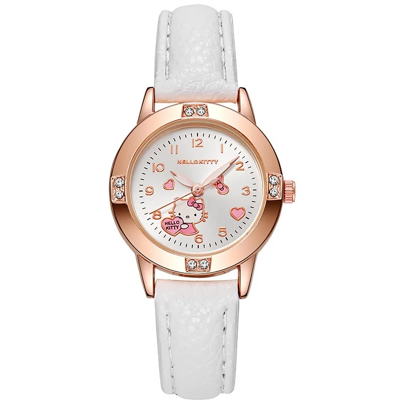 Cartoon Princess Girl Children's Fashion Watch Quartz Movement PU Leather Strap Female Student Watch Suitable for Children's Gif