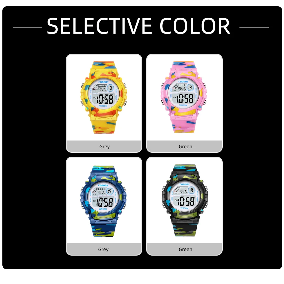 2023 New Boys Sports Military Kids Digital Watches Student Childrens Watch Fashion Luminous LED Alarm Camouflage Girls Clock