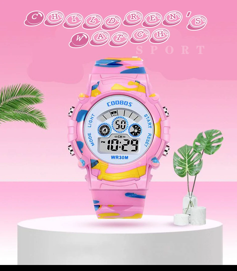 2023 New Boys Sports Military Kids Digital Watches Student Childrens Watch Fashion Luminous LED Alarm Camouflage Girls Clock