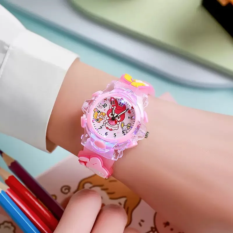Disney Children's Fashion Cartoon Children's Watch with Colorful Lights Watch Cartoon Mickey Minnie Boys and Girls Fashion Watch