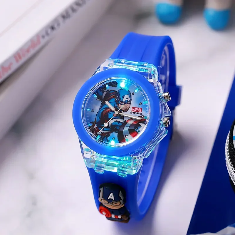 Disney Children's Fashion Cartoon Children's Watch with Colorful Lights Watch Cartoon Mickey Minnie Boys and Girls Fashion Watch