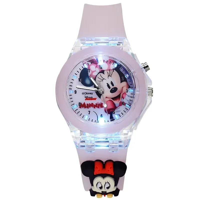 Disney Children's Fashion Cartoon Children's Watch with Colorful Lights Watch Cartoon Mickey Minnie Boys and Girls Fashion Watch