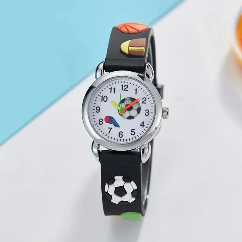 Kids Watches 3D Football Silicone Band Children Quartz Wristwatch Fashion Waterproof Sports Watch Clock for Boys Girls Students