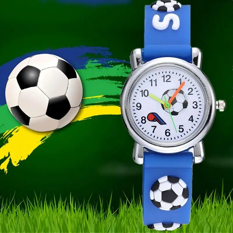 Kids Watches 3D Football Silicone Band Children Quartz Wristwatch Fashion Waterproof Sports Watch Clock for Boys Girls Students