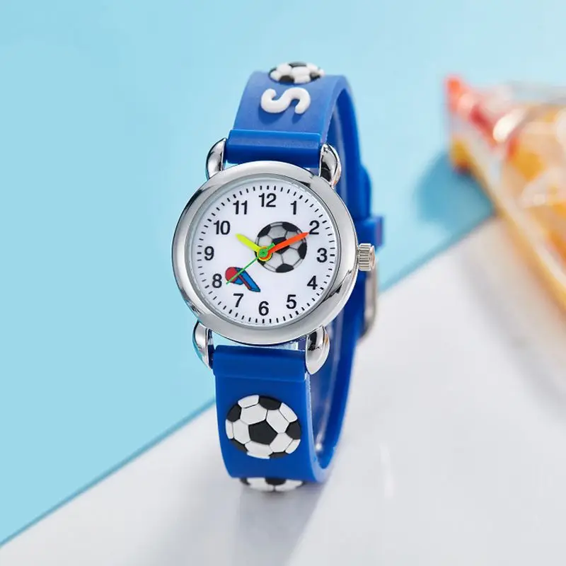 Kids Watches 3D Football Silicone Band Children Quartz Wristwatch Fashion Waterproof Sports Watch Clock for Boys Girls Students