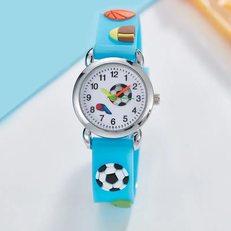 Kids Watches 3D Football Silicone Band Children Quartz Wristwatch Fashion Waterproof Sports Watch Clock for Boys Girls Students