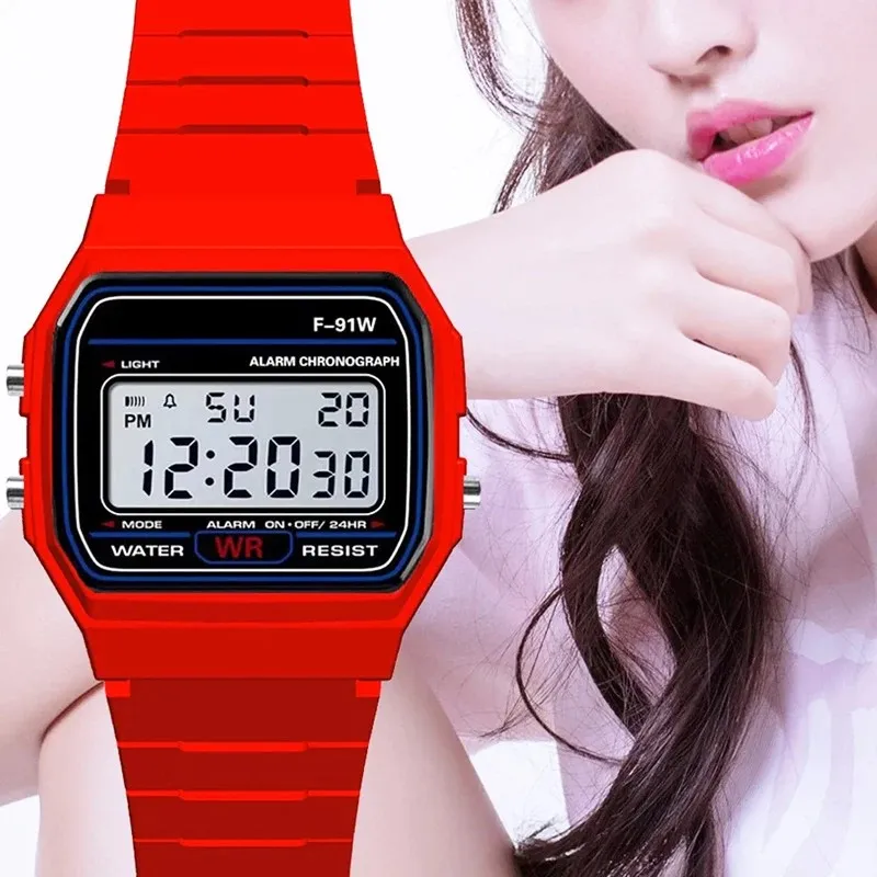 Sport LED Digital Watches for Men Women Kids Simple Small Square Dial Children Electronic Watch Silicone Band Fashion Mens Watch