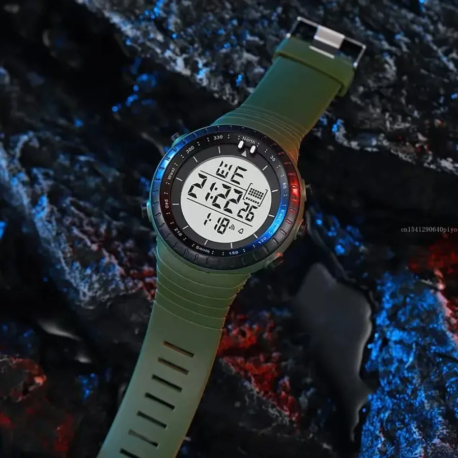 Men's Military Outdoor Sports Watch Waterproof Luminous LED Digital Wristwatch with Alarm Clock Multifunction for Student Kids