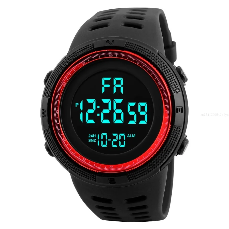 Men's Military Outdoor Sports Watch Waterproof Luminous LED Digital Wristwatch with Alarm Clock Multifunction for Student Kids