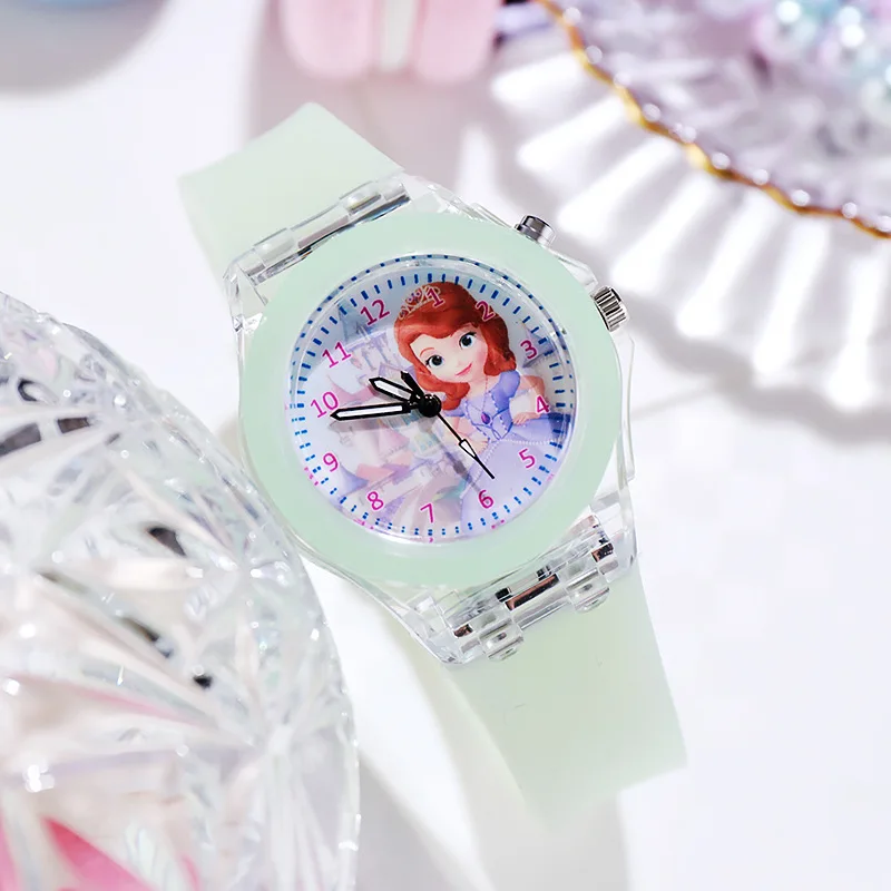 Cartoon Frozen Elsa Princess Fashion Children's Watch Boys and Girls Student Watch with Light Can Be Illuminated at Any Time Fas
