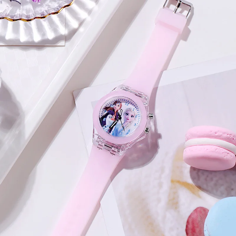 Cartoon Frozen Elsa Princess Fashion Children's Watch Boys and Girls Student Watch with Light Can Be Illuminated at Any Time Fas