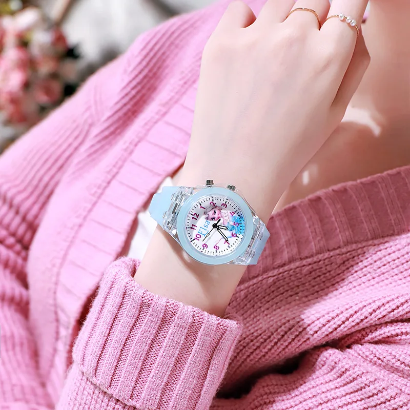 Cartoon Frozen Elsa Princess Fashion Children's Watch Boys and Girls Student Watch with Light Can Be Illuminated at Any Time Fas