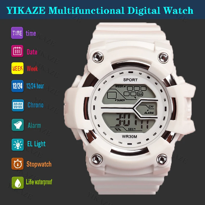 Fashion Kids Watches Multifunctional Electronic Wristwatch for Boys and Girls Student Waterproof Luminous Alarm-clock Calendar