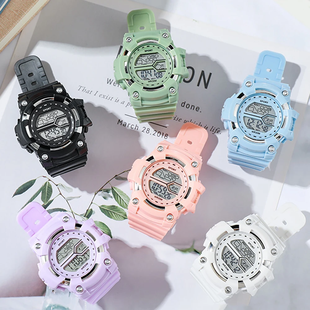 Fashion Kids Watches Multifunctional Electronic Wristwatch for Boys and Girls Student Waterproof Luminous Alarm-clock Calendar