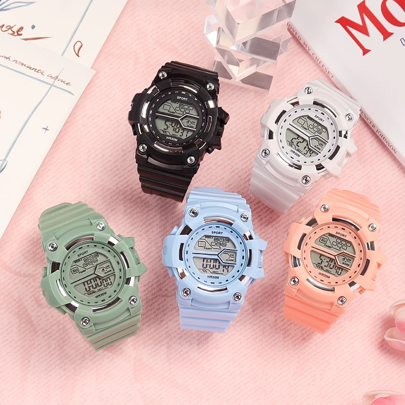 Fashion Kids Watches Multifunctional Electronic Wristwatch for Boys and Girls Student Waterproof Luminous Alarm-clock Calendar