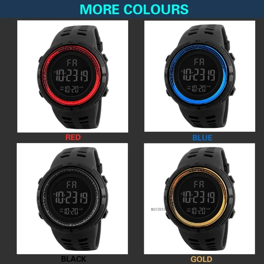 Men's Sports Watches Military Electronic Watch Outdoor Multifunction LED Digital Wristwatch Clock for Man Kids Boy Student Teen
