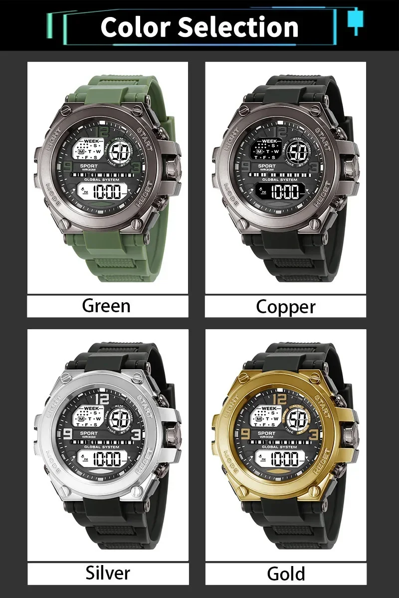 Sports Watch for Men Students Multifunction Luminous Alarm Clock Waterproof Men's LED Digital Watch Sport Electronic Wristwatch