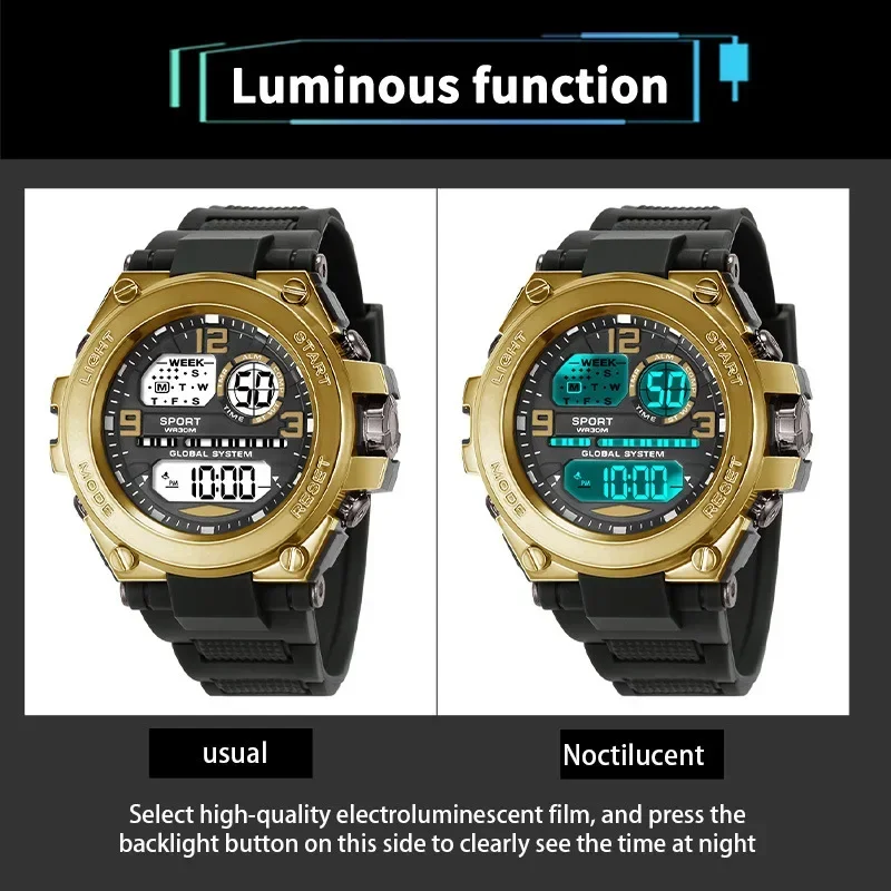 Sports Watch for Men Students Multifunction Luminous Alarm Clock Waterproof Men's LED Digital Watch Sport Electronic Wristwatch