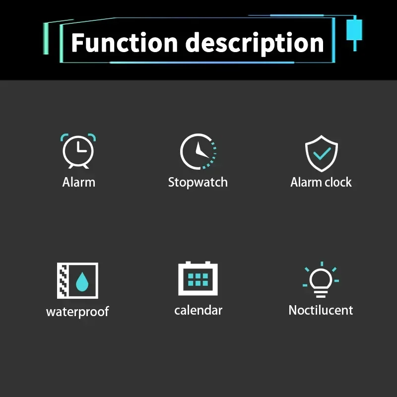 Sports Watch for Men Students Multifunction Luminous Alarm Clock Waterproof Men's LED Digital Watch Sport Electronic Wristwatch