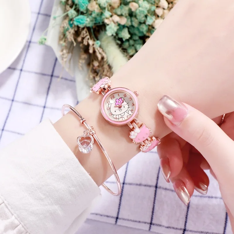 Fashion women's watch metal strap student cartoon watch with water diamond dial girl's watch holiday gift