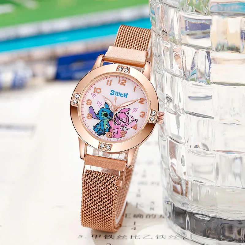 Fashion women's watch metal strap student cartoon watch with water diamond dial girl's watch holiday gift