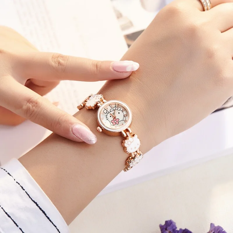 Fashion women's watch metal strap student cartoon watch with water diamond dial girl's watch holiday gift