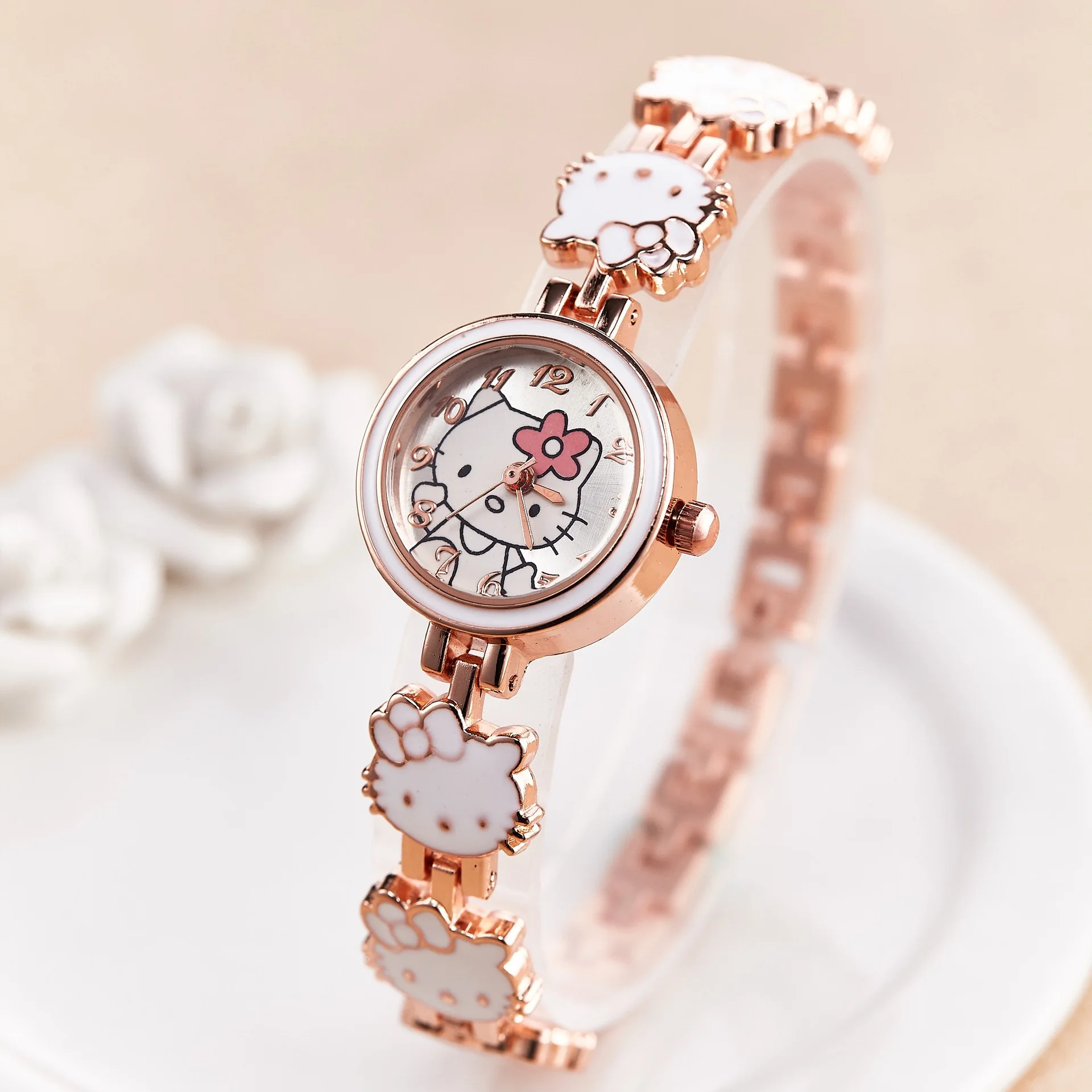 Fashion women's watch metal strap student cartoon watch with water diamond dial girl's watch holiday gift