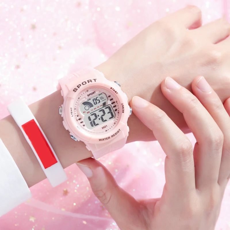 2pcs/Set Kids Electronic Watch Multifunction Sports Wristwatch LED Display Alarm Clock Watches for Boys Girls Students Gift