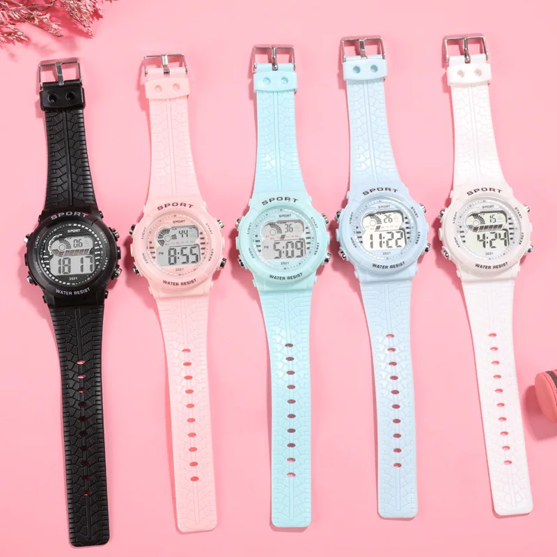 2pcs/Set Kids Electronic Watch Multifunction Sports Wristwatch LED Display Alarm Clock Watches for Boys Girls Students Gift