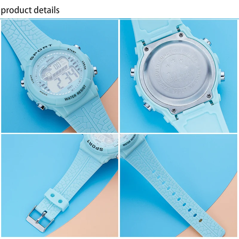 2pcs/Set Kids Electronic Watch Multifunction Sports Wristwatch LED Display Alarm Clock Watches for Boys Girls Students Gift