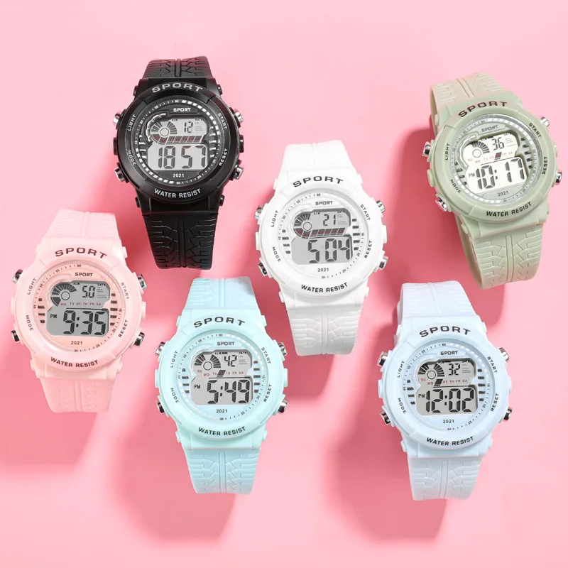 2pcs/Set Kids Electronic Watch Multifunction Sports Wristwatch LED Display Alarm Clock Watches for Boys Girls Students Gift