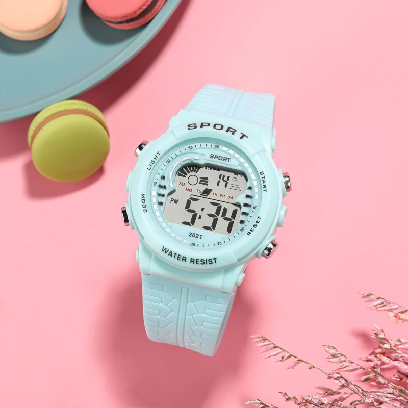 2pcs/Set Kids Electronic Watch Multifunction Sports Wristwatch LED Display Alarm Clock Watches for Boys Girls Students Gift
