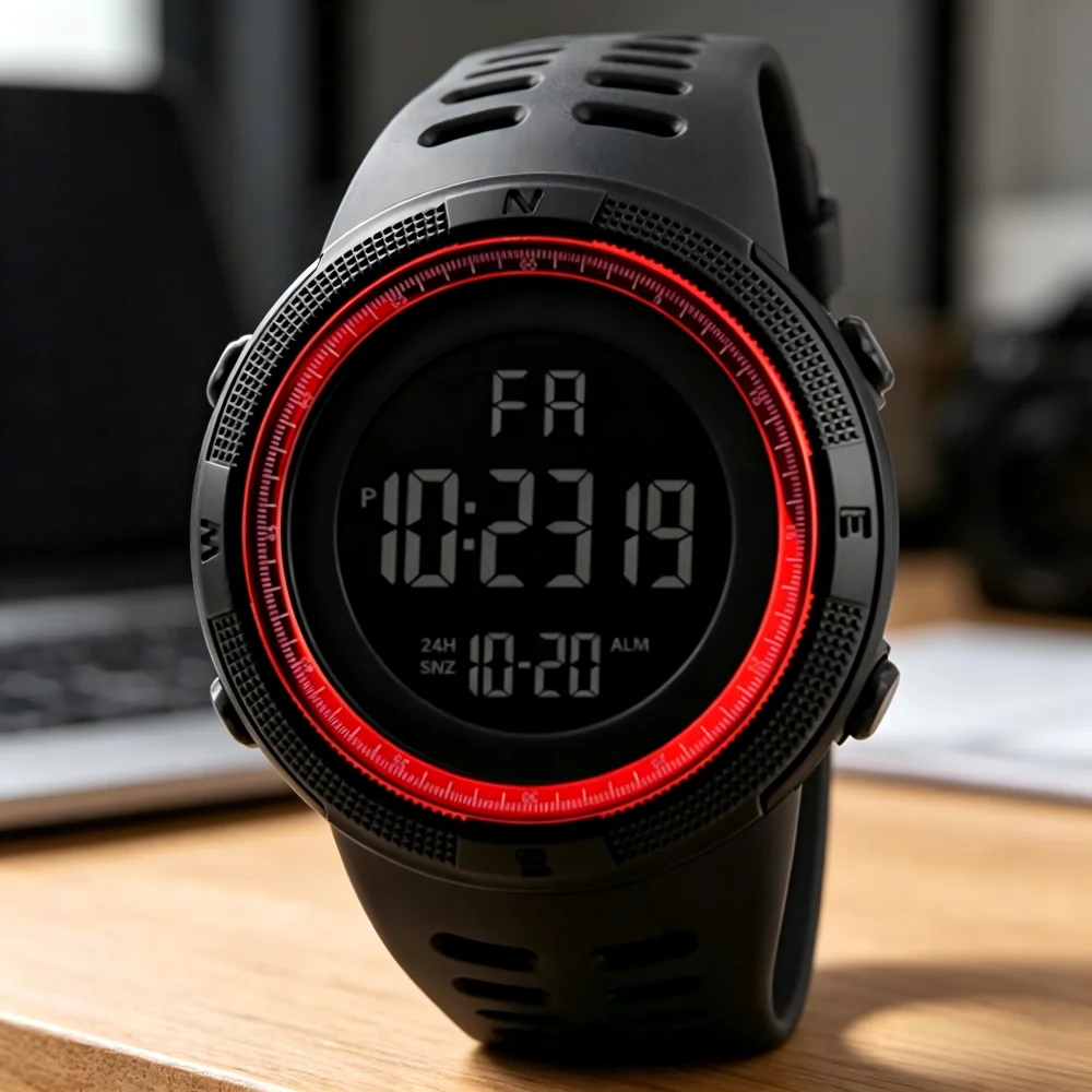 Men Digital Sports Watch Waterproof Casual Luminous Stopwatch Alarm Simple Army Watch for Running Climbing Fishing