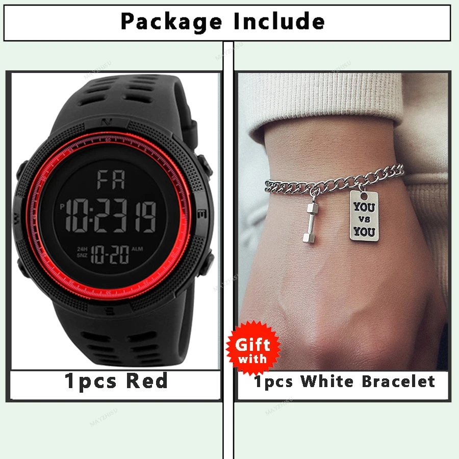 Men Digital Sports Watch Waterproof Casual Luminous Stopwatch Alarm Simple Army Watch for Running Climbing Fishing