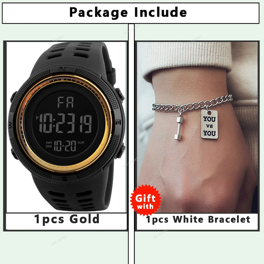 Men Digital Sports Watch Waterproof Casual Luminous Stopwatch Alarm Simple Army Watch for Running Climbing Fishing