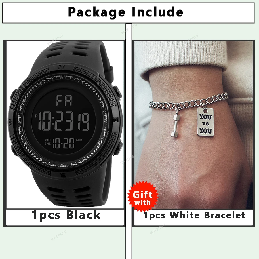 Men Digital Sports Watch Waterproof Casual Luminous Stopwatch Alarm Simple Army Watch for Running Climbing Fishing