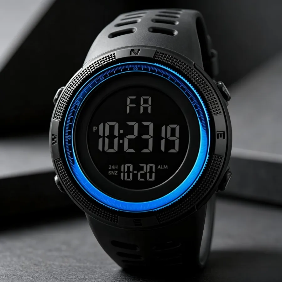 Men Digital Sports Watch Waterproof Casual Luminous Stopwatch Alarm Simple Army Watch for Running Climbing Fishing