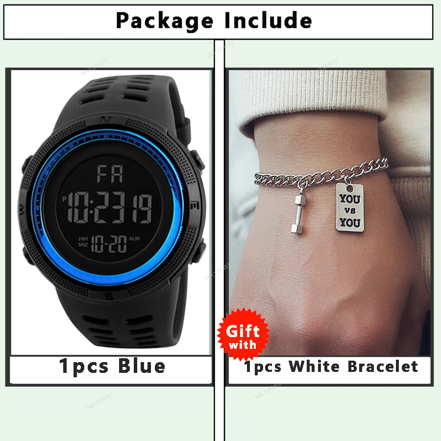 Men Digital Sports Watch Waterproof Casual Luminous Stopwatch Alarm Simple Army Watch for Running Climbing Fishing