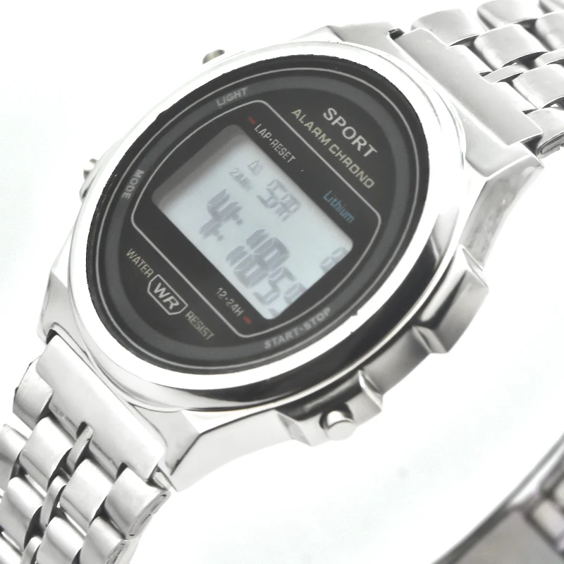 F92WSteel Strap Watch Men's Women's Student Business Clock Multi-functional LED Digital Sports Watch Electronic Clock Electronic