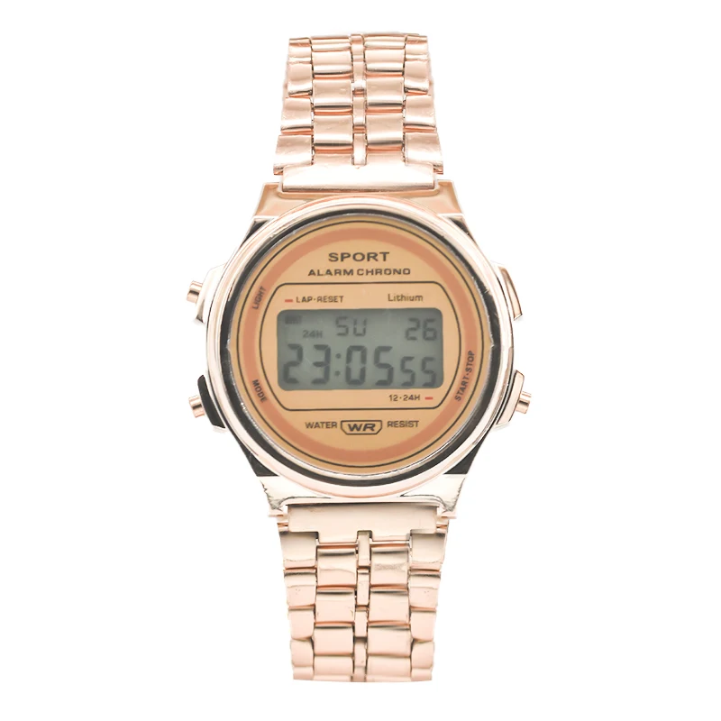 F92WSteel Strap Watch Men's Women's Student Business Clock Multi-functional LED Digital Sports Watch Electronic Clock Electronic