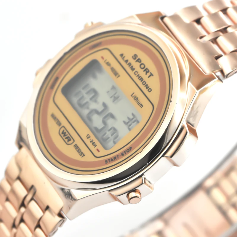 F92WSteel Strap Watch Men's Women's Student Business Clock Multi-functional LED Digital Sports Watch Electronic Clock Electronic
