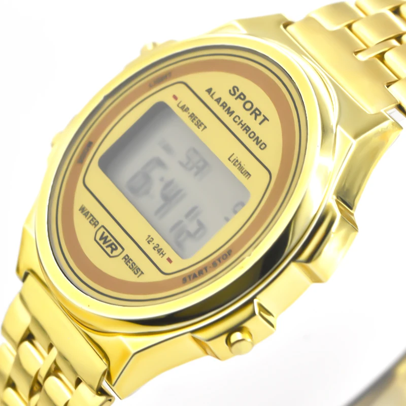 F92WSteel Strap Watch Men's Women's Student Business Clock Multi-functional LED Digital Sports Watch Electronic Clock Electronic