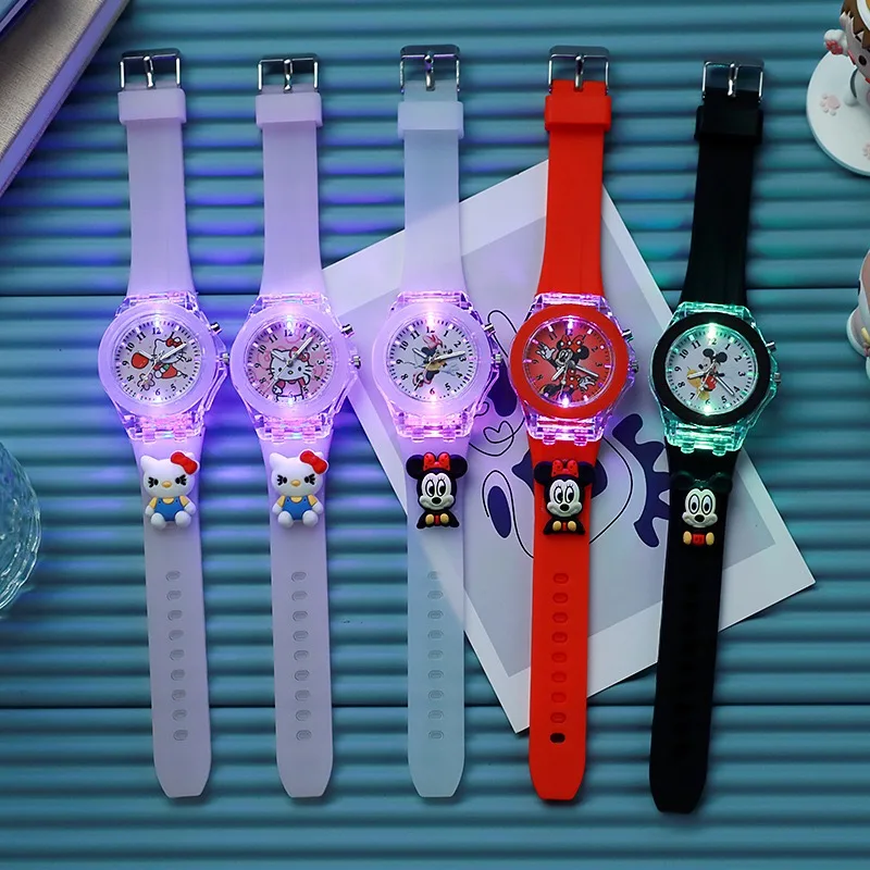 New Mickey Mouse Children Watches Cartoon Figure Doll Boys Girls Birthday Gifts Quartz Clock