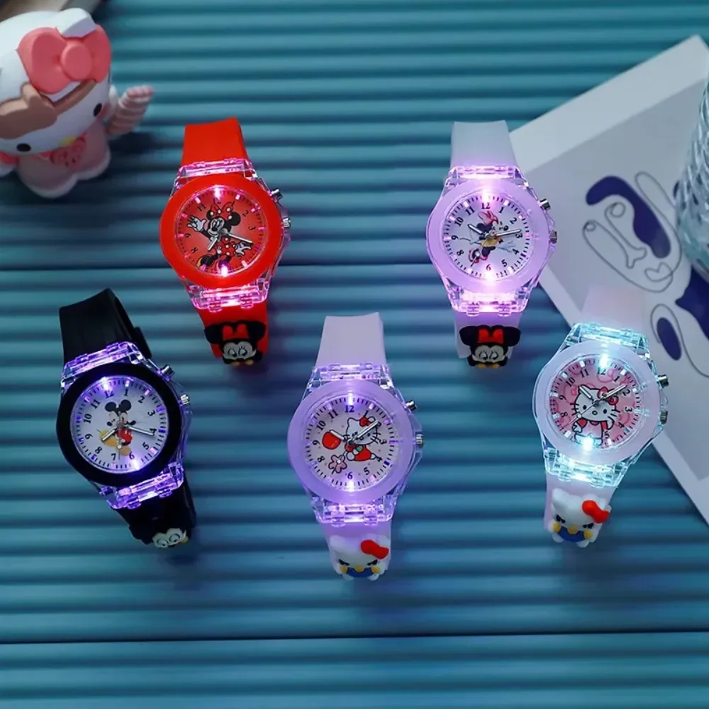 New Mickey Mouse Children Watches Cartoon Figure Doll Boys Girls Birthday Gifts Quartz Clock