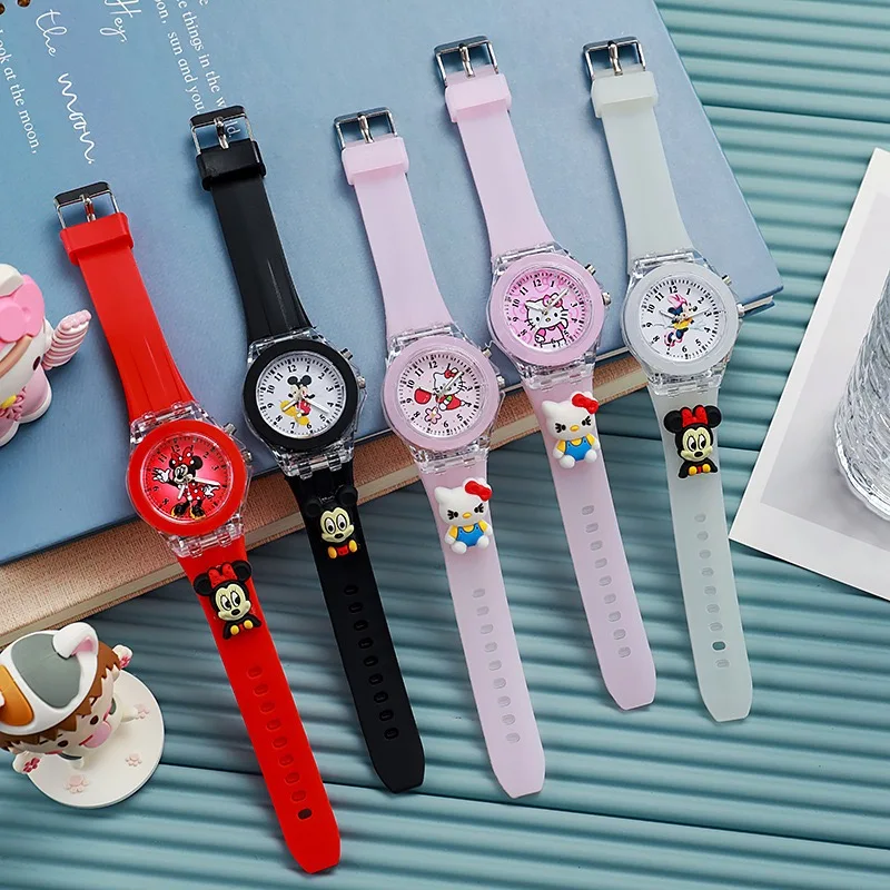 New Mickey Mouse Children Watches Cartoon Figure Doll Boys Girls Birthday Gifts Quartz Clock